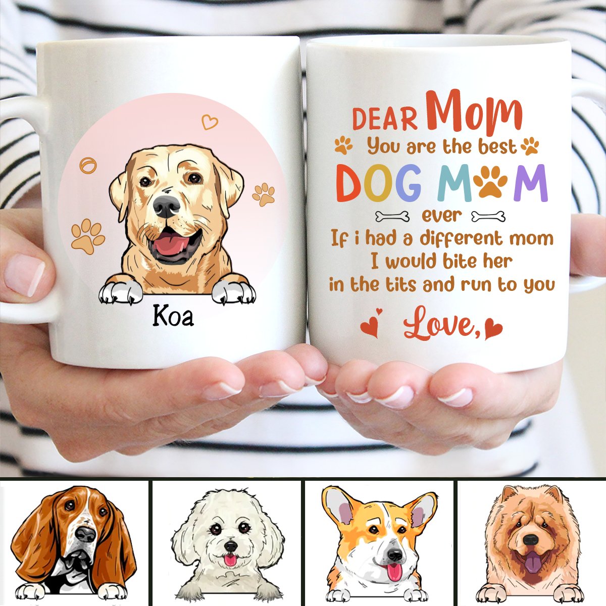 Dog Lovers - Best Dog Mom Ever - Personalized Mug - Makezbright Gifts