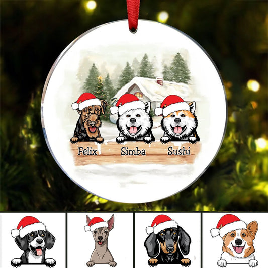 Dog Lovers - Christmas Wooden Fence - Personalized Acrylic Ornament - Makezbright Gifts