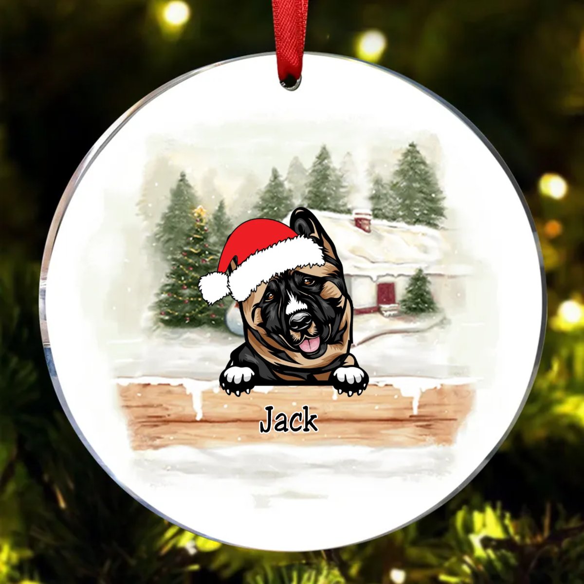 Dog Lovers - Christmas Wooden Fence - Personalized Acrylic Ornament - Makezbright Gifts