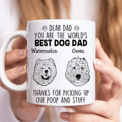 Dog Lovers - Dear World's Best Dog Dad Dog Head Outline - Personalized Mug - Makezbright Gifts