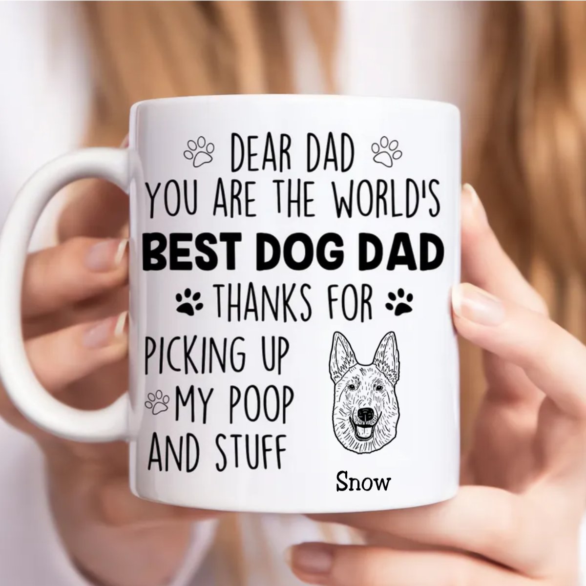 Dog Lovers - Dear World's Best Dog Dad Dog Head Outline - Personalized Mug - Makezbright Gifts