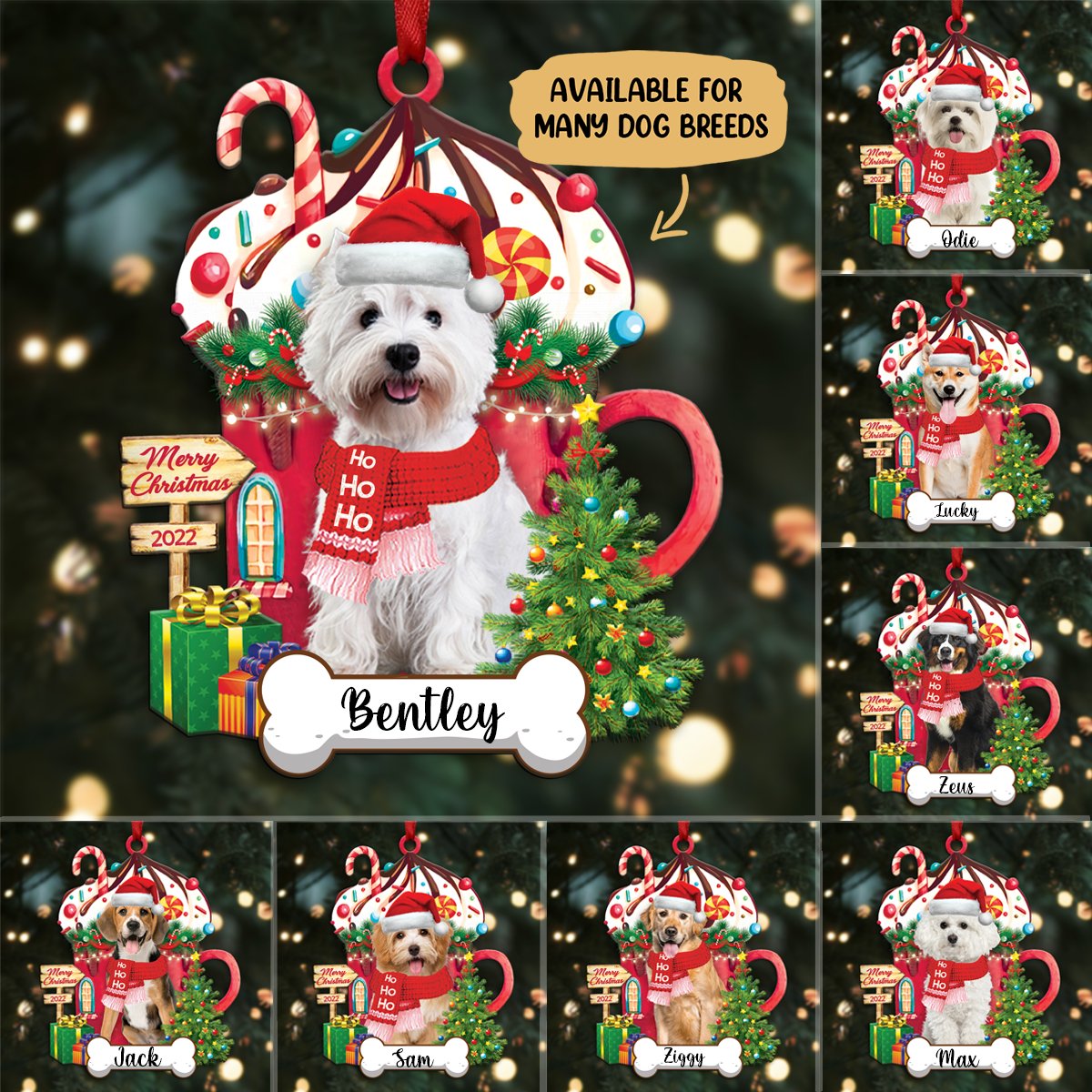 Dog Lovers - Dog Christmas Available For Many Dog Breeds - Personalized Ornament - Makezbright Gifts