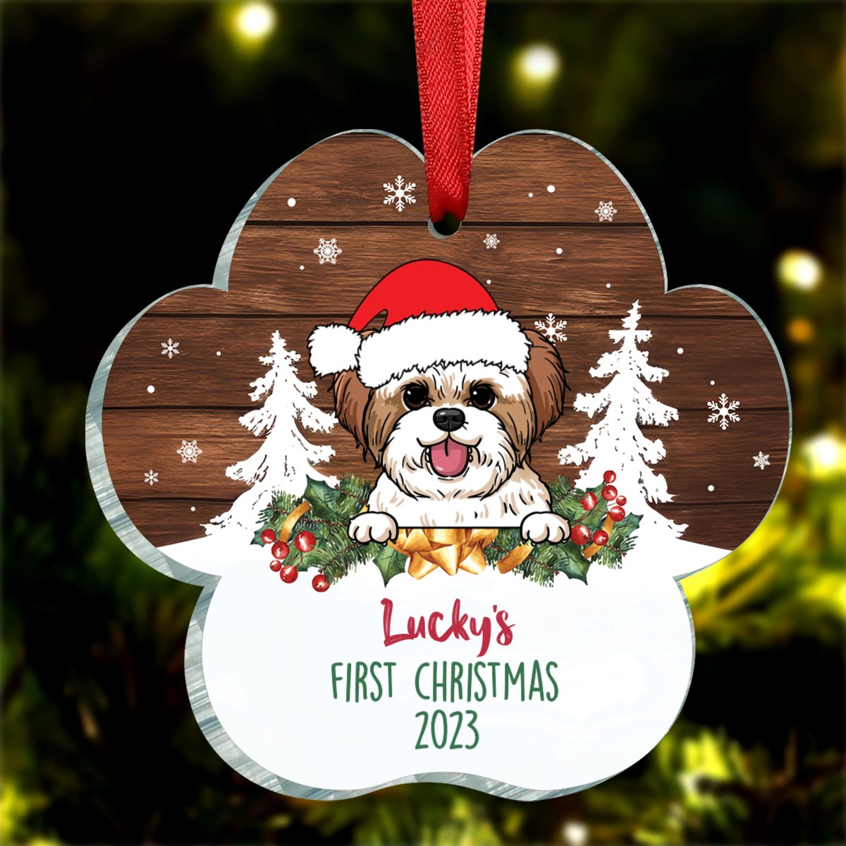 Dog Lovers - Dog Christmas - Personalized Acrylic Ornament - Makezbright Gifts