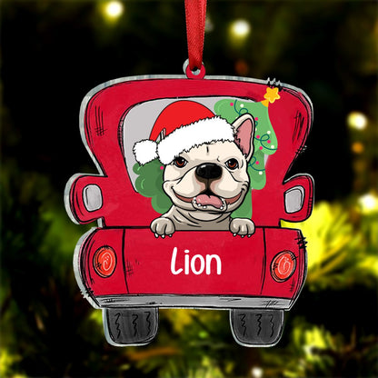 Dog Lovers - Dog Christmas - Personalized Red Truck Ornament - Makezbright Gifts