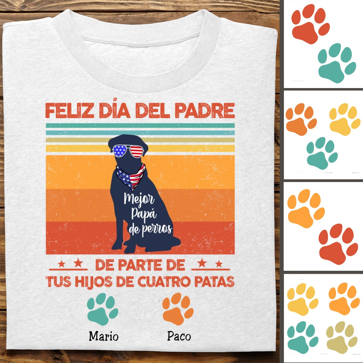 Dog Lovers - Dog Dad Grandpa Spanish Papá Abuelo Perro - Personalized T - shirt - Makezbright Gifts