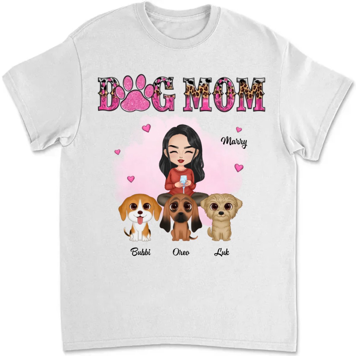 Dog Lovers - Dog Mom And Cute Dogs - Personalized T - Shirt - Makezbright Gifts