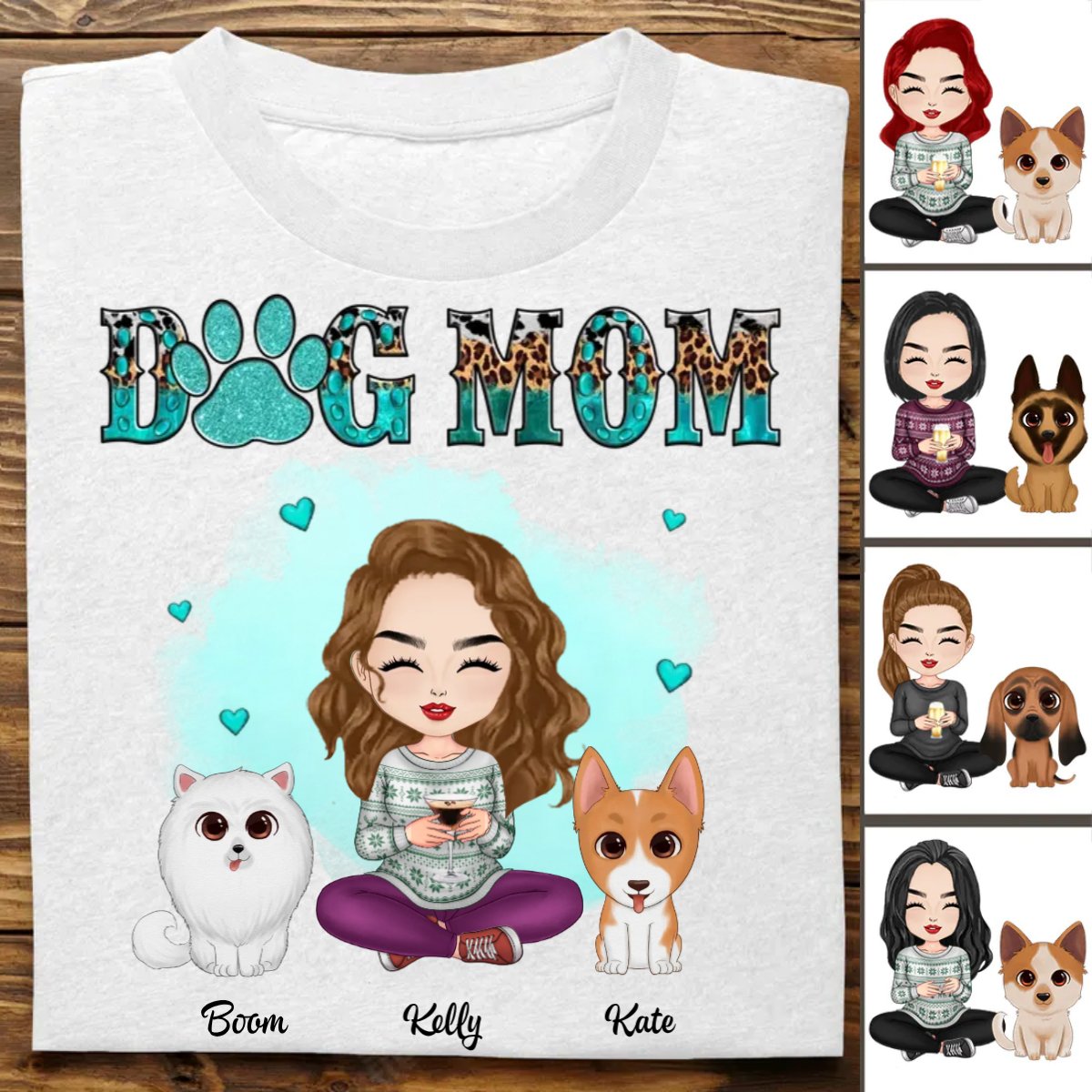 Dog Lovers - Dog Mom And Cute Dogs - Personalized T - Shirt - Makezbright Gifts