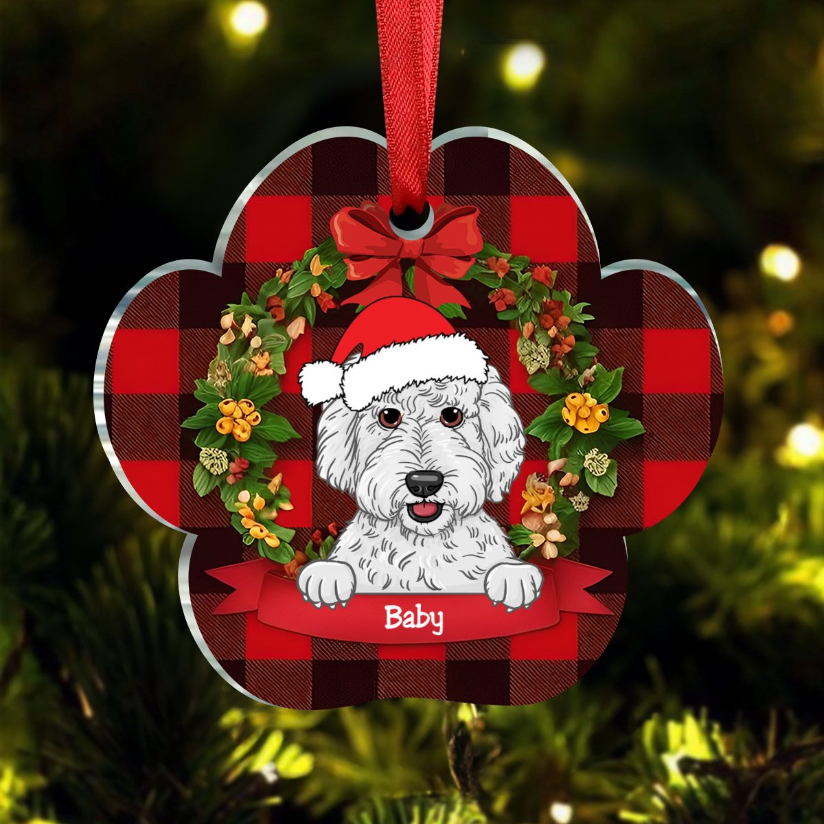 Dog Lovers - Dog Name Christmas - Personalized Acrylic Ornament - Makezbright Gifts