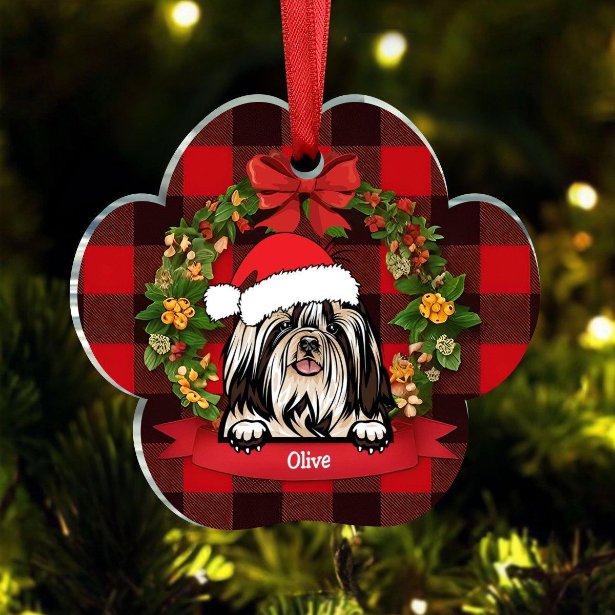 Dog Lovers - Dog Name Christmas - Personalized Acrylic Ornament - Makezbright Gifts