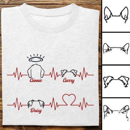 Dog Lovers - Dog Sketch Heartbeat - Personalized Unisex T - shirt, Hoodie, Sweatshirt (HJ) - Makezbright Gifts