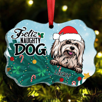 Dog Lovers - Feliz Naughty Dog - Personalized Acrylic Ornament - Makezbright Gifts