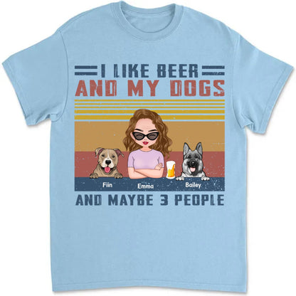 Dog Lovers - I Like Beer And My Dogs - Personalized Unisex T - Shirt - Makezbright Gifts