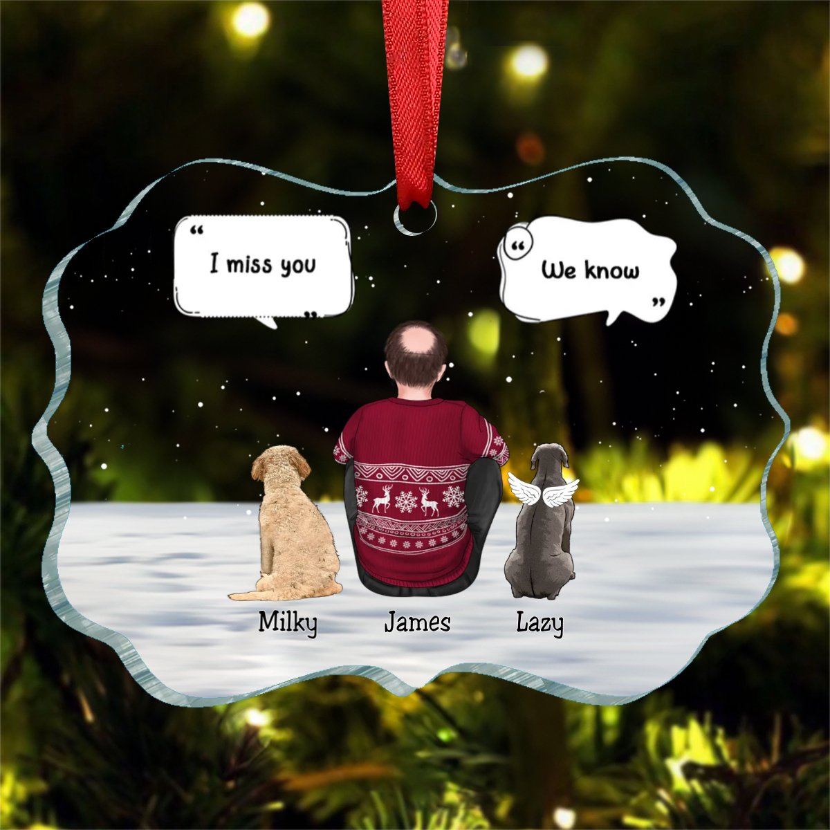 Dog Lovers - I Miss You - Personalized Transparent Ornament - Makezbright Gifts