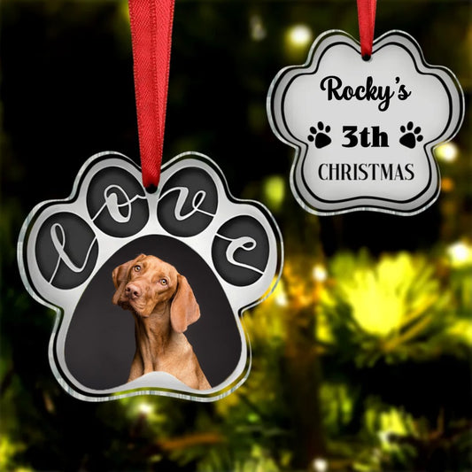 Dog Lovers - Love Paw Print - Personalized Ornament - Makezbright Gifts