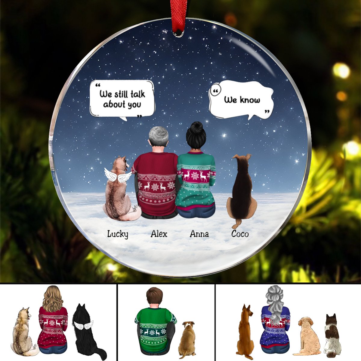 Dog Lovers - Memorial Pet - Personalized Circle Ornament - Makezbright Gifts