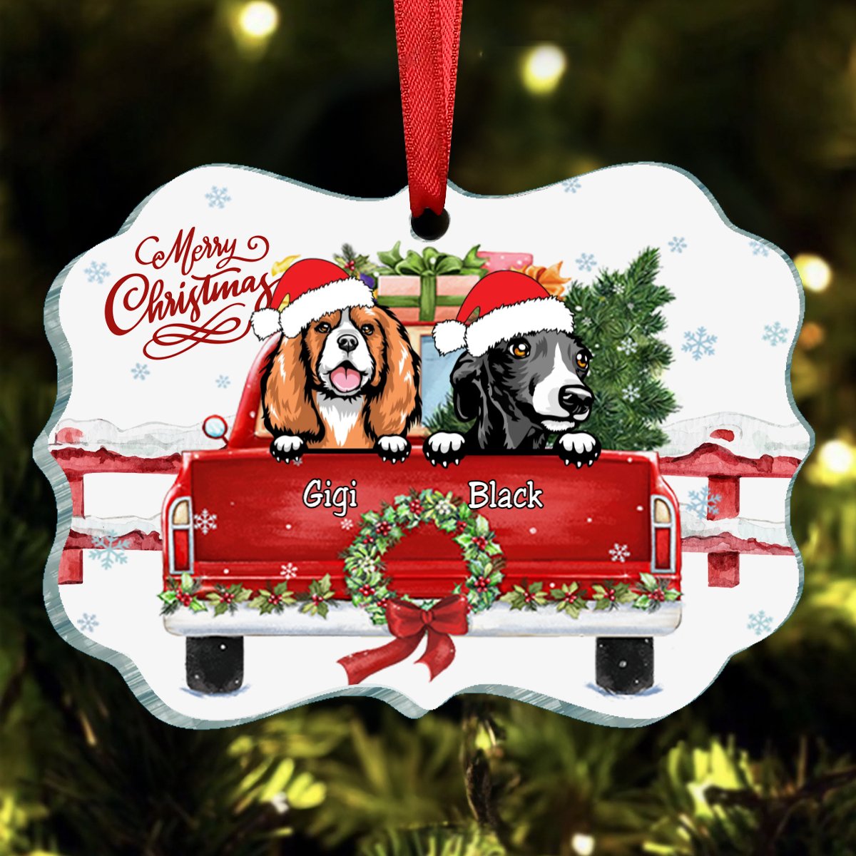 Dog Lovers - Merry Christmas - Personalized Transparent Ornament - Makezbright Gifts