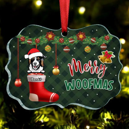 Dog Lovers - Merry Woofmas - Dog Christmas - Personalized Acrylic Ornament - Makezbright Gifts