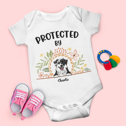 Dog Lovers - Protected By - Personalized Baby Onesies - Makezbright Gifts