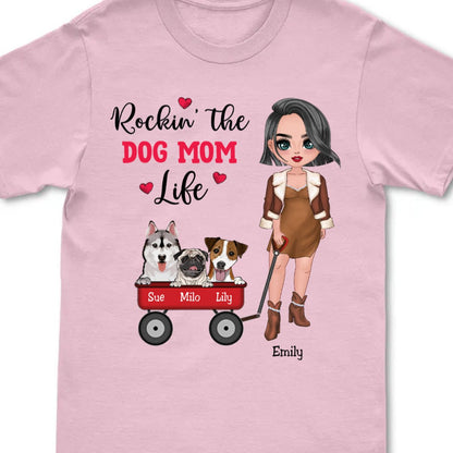 Dog Lovers - Rockin' The Dog Mom Life - Personalized T - Shirt - Makezbright Gifts