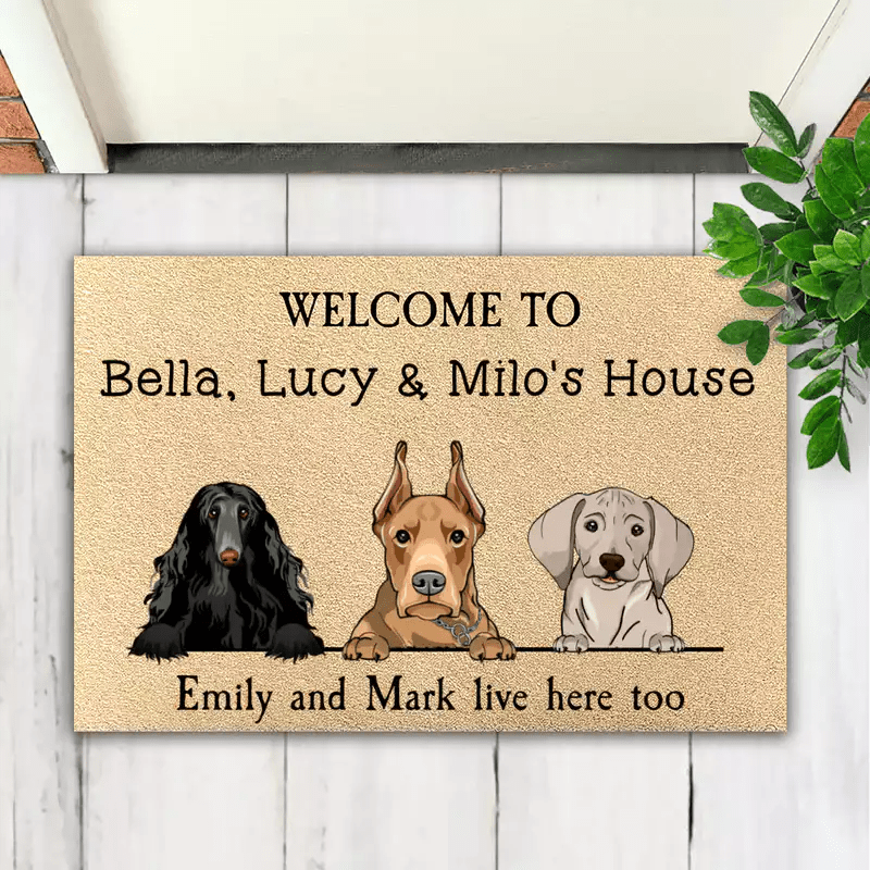 Dog Lovers - Welcome To Dog's House - Personalized Doormat - Makezbright Gifts