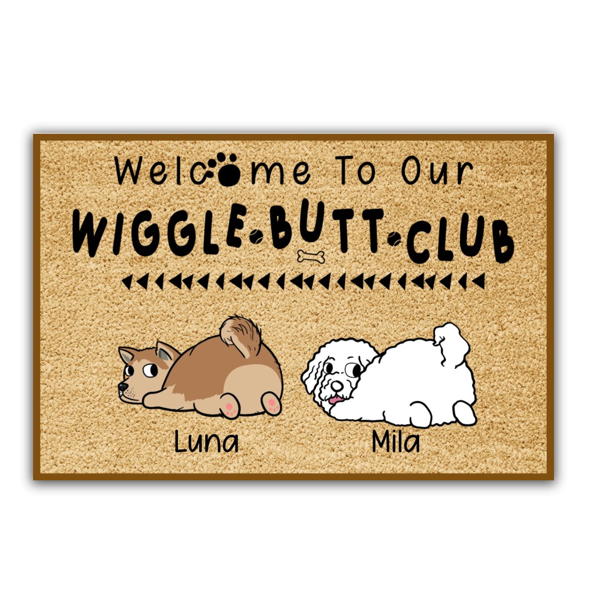 Dog Lovers - Welcome To Our Wiggle Butt Club - Personalized Doormat - Makezbright Gifts