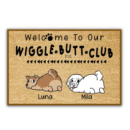 Dog Lovers - Welcome To Our Wiggle Butt Club - Personalized Doormat - Makezbright Gifts