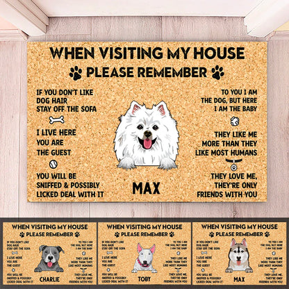 Dog Lovers - When Visit My House Please Remember - Personalized Doormat - Makezbright Gifts