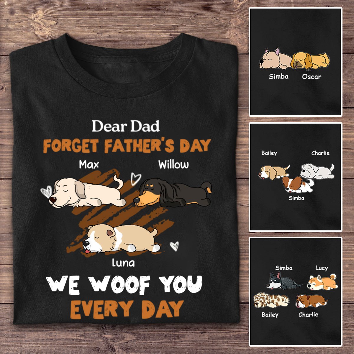 Dog Lovers - Woof You Every Day Lying Dog - Personalized Unisex T - shirt, Hoodie, Sweatshirt - Makezbright Gifts