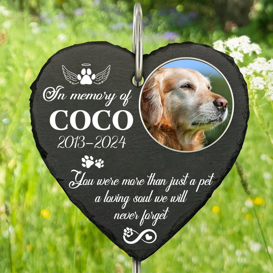 Dog Lovers - You Were More Than Just A Pet - Personalized Upload Photo Memorial Garden Slate & Hook - Makezbright Gifts