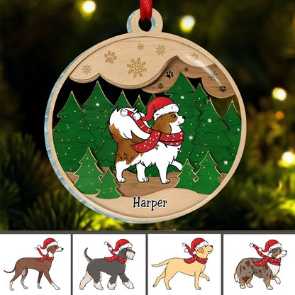 Dog Loves - Paws And Snow - Personalized Acrylic Ornament - Makezbright Gifts