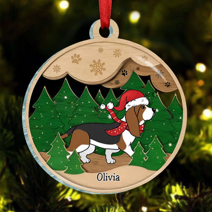 Dog Loves - Paws And Snow - Personalized Acrylic Ornament - Makezbright Gifts