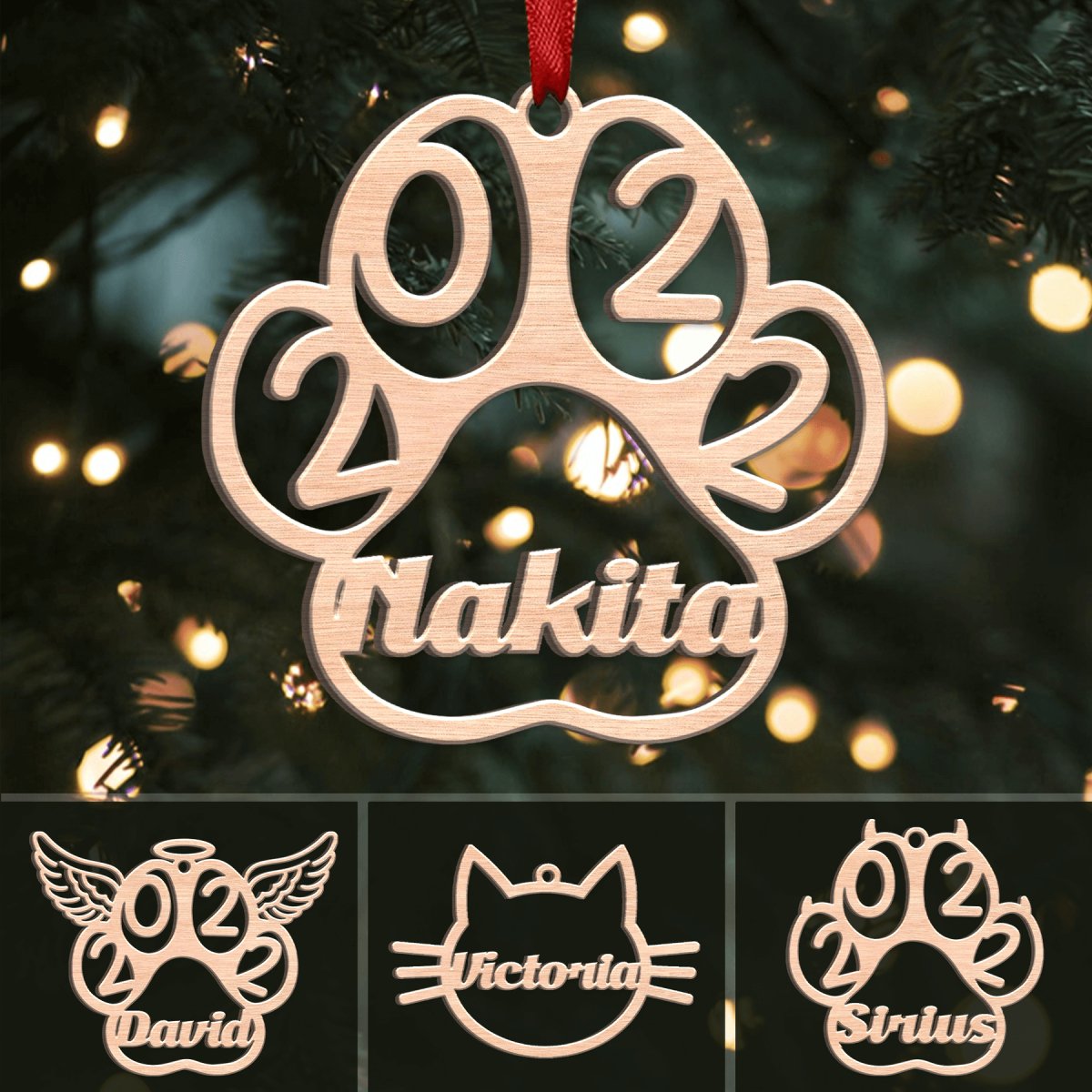 Dog Paw - Cat Paw - Cat Face - Wings Paw - Personalized Christmas Stainless Steel/Acrylic Ornament - Makezbright Gifts