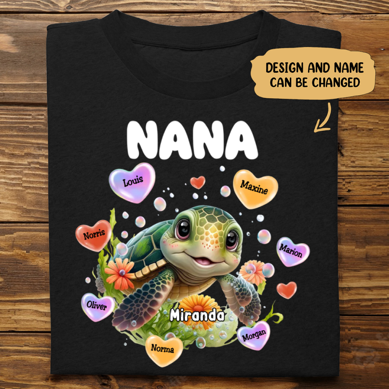 Family - Personalized Turtle Colorful Art Nana Shirt - Personalized T-Shirt