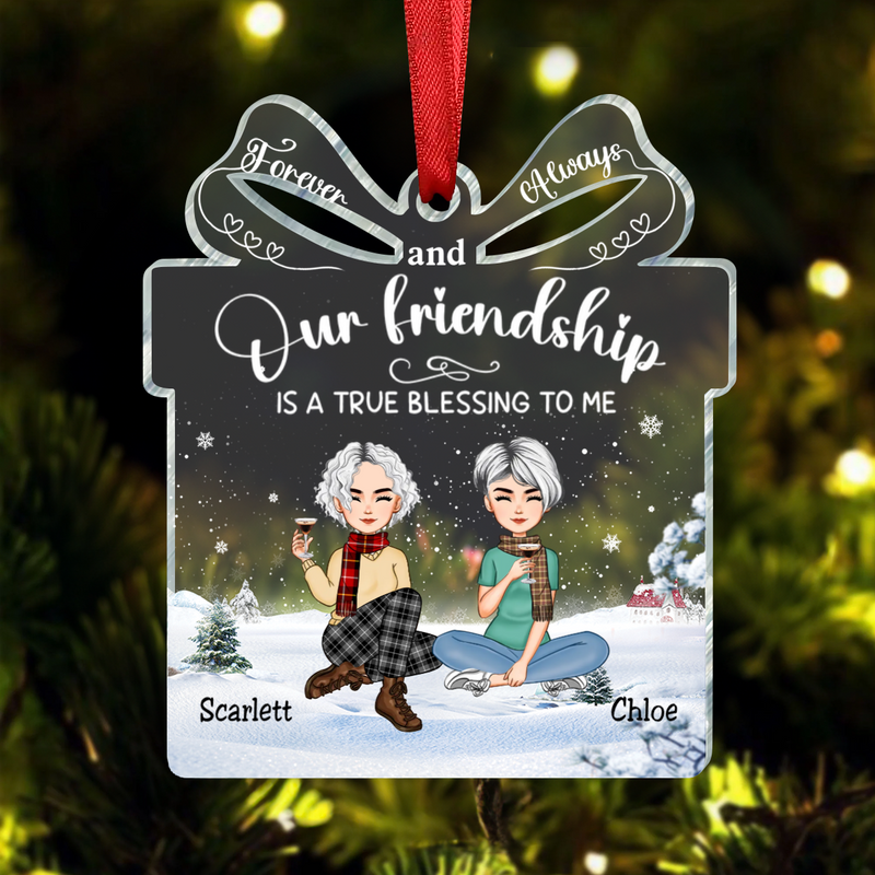 Besties - Our Friendship is a True Blessing to me - Personalized Transparent Ornament(BU)