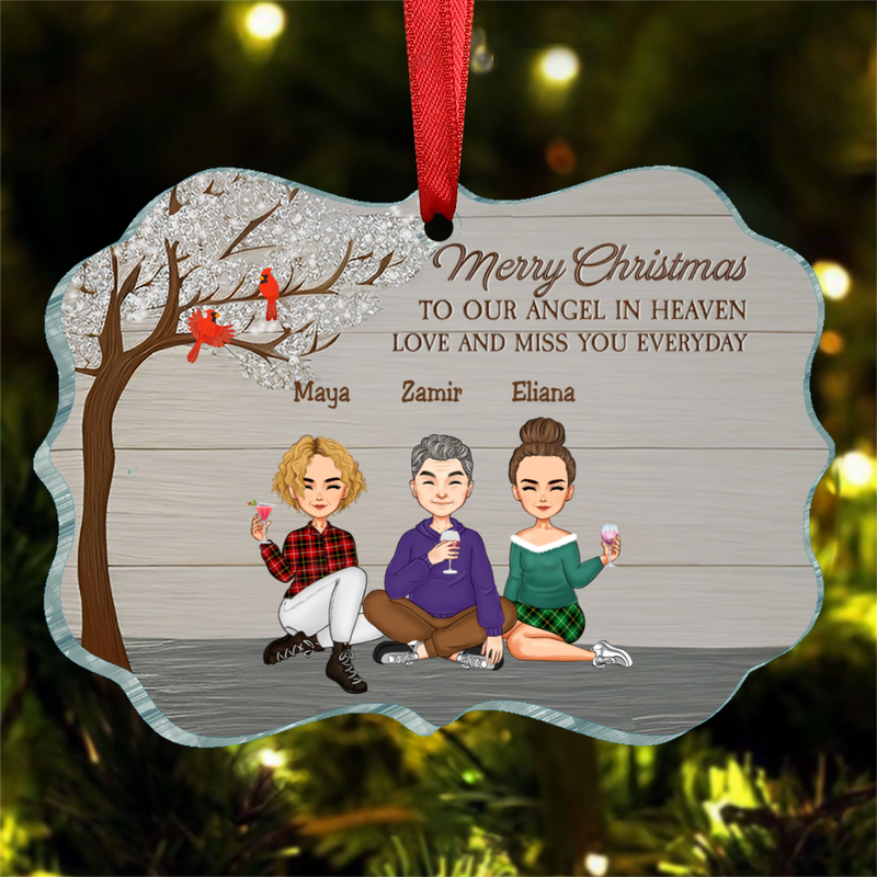 Family - Merry Christmas To Our Angel In Heaven Love And Miss You Everyday - Personalized Ornament V3