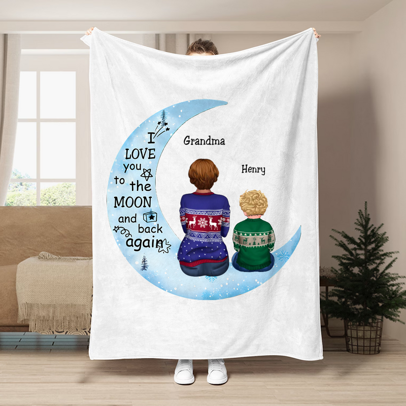 Family - I Love You To The Moon And Back Again - Personalized Blanket