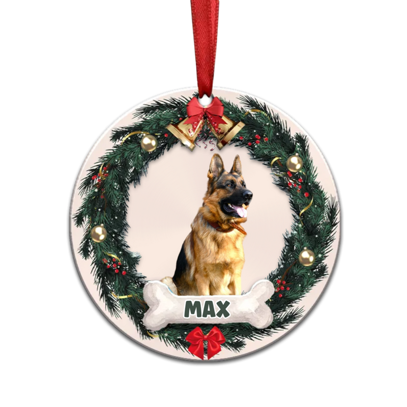 Pet Lovers - Custom Dog Christmas Ornament, Pet Memorial Ornament - Personalized Christmas Circle Ornament - Makezbright Gifts