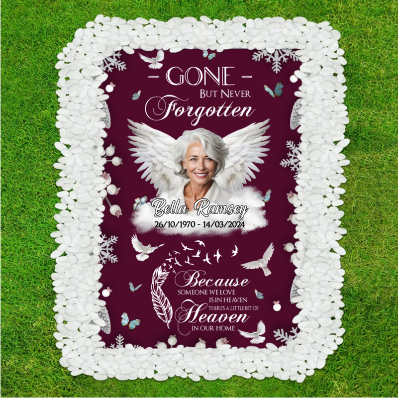 Family - Custom Photo Gone But Never Forgotten - Personalized Grave Memorial Blanket (BU)