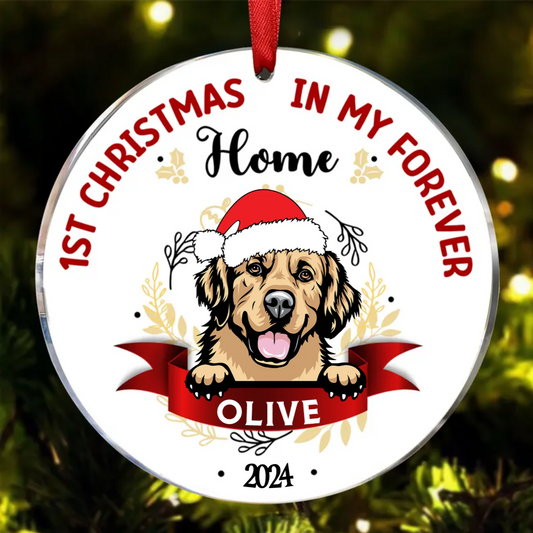 My First Christmas - Gift For Dog Owners - Personalized Custom Circle Acrylic Ornament