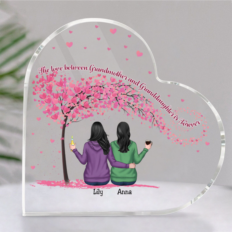Family - The Love Between Grandmother And Granddaughters Is Forever - Personalized Acrylic Plaque (LH)