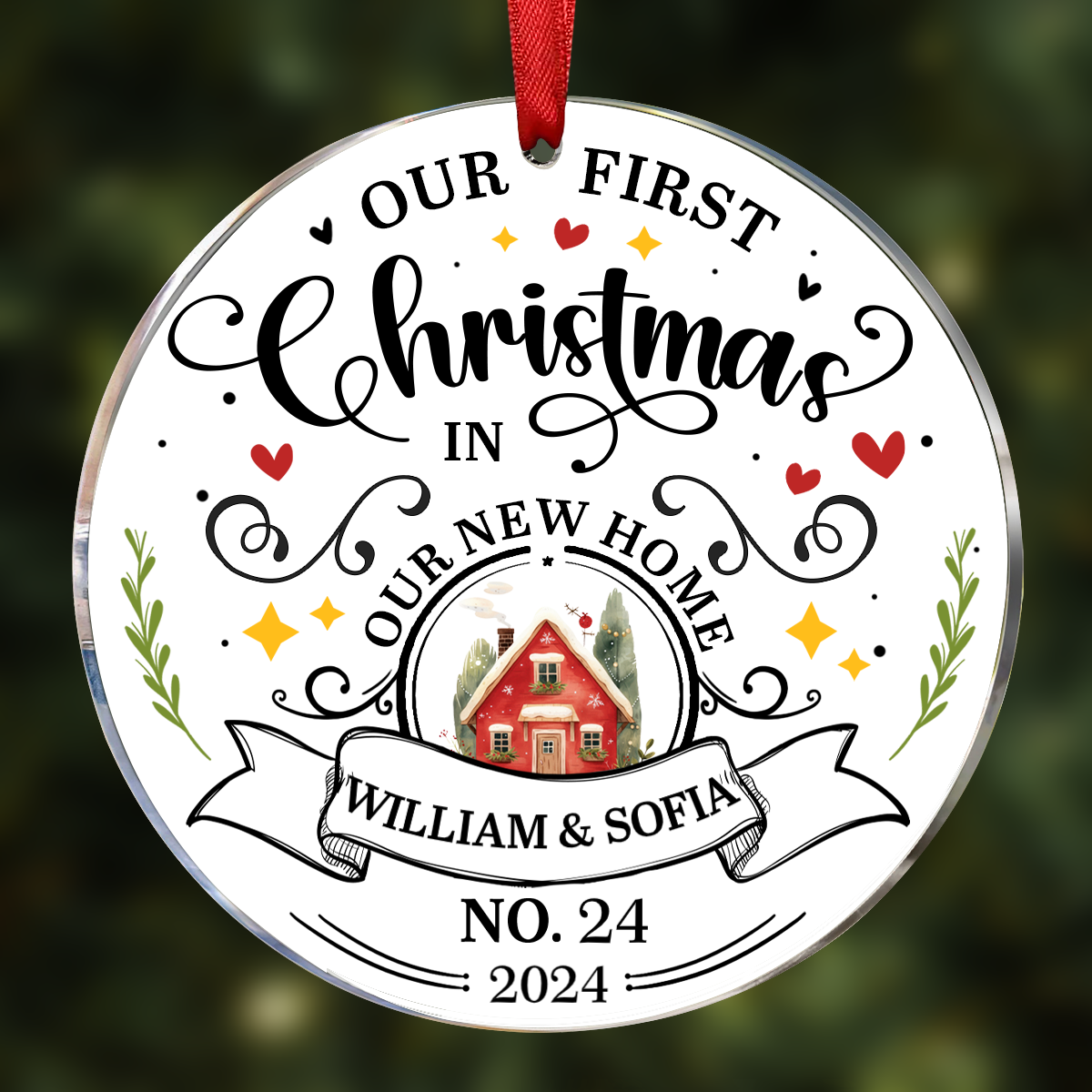 First Christmas In New Home Couples Family - Personalized Circle Acrylic Ornament