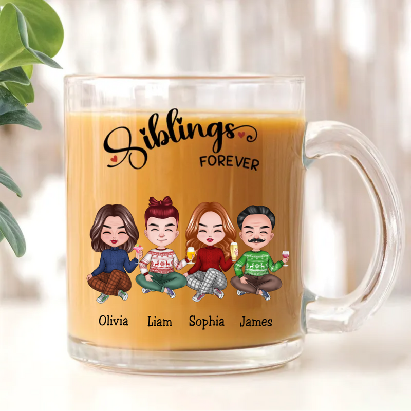 Siblings - Siblings Forever - Personalized Glass Mug