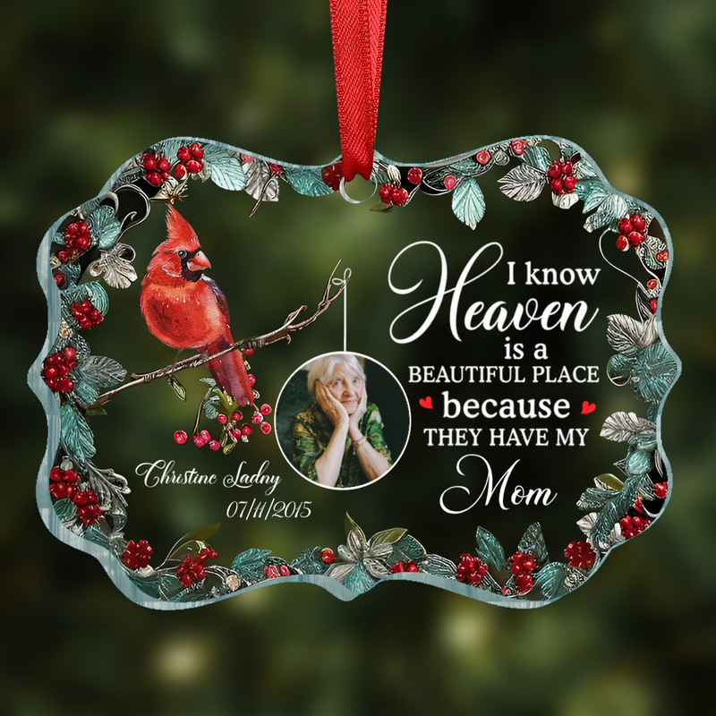 Memorial Gift - Heaven Is Beautiful Place - Personalized Transparent Ornament