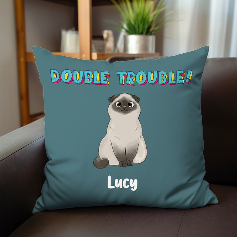 Cat Lovers - Double Trouble - Personalized Pillow
