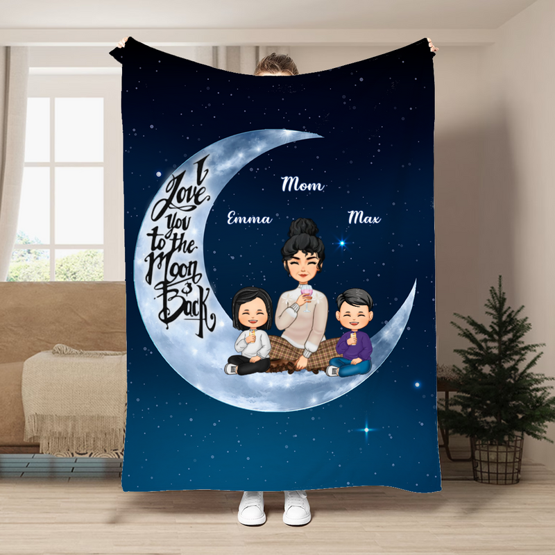 Mother - I Love You To The Moon And Back - Personalized Blanket (M2)