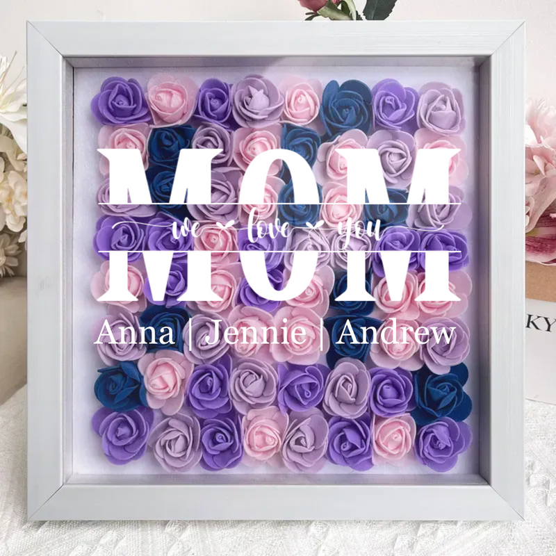 Family - We Love You - Personalized Flower Shadow Box