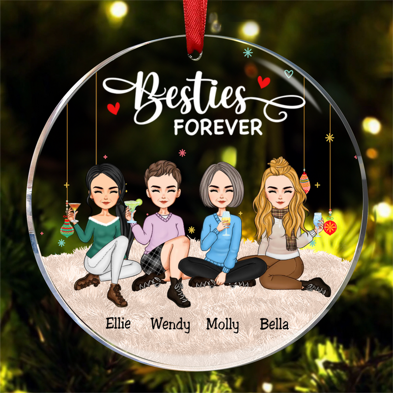 Besties - Besties Forever - Personalized Circle Ornament (II)