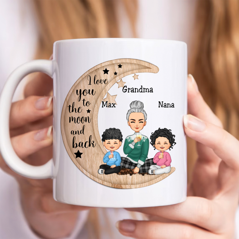 Grandma - I Love You To The Moon And Back - Personalized Mug (I)