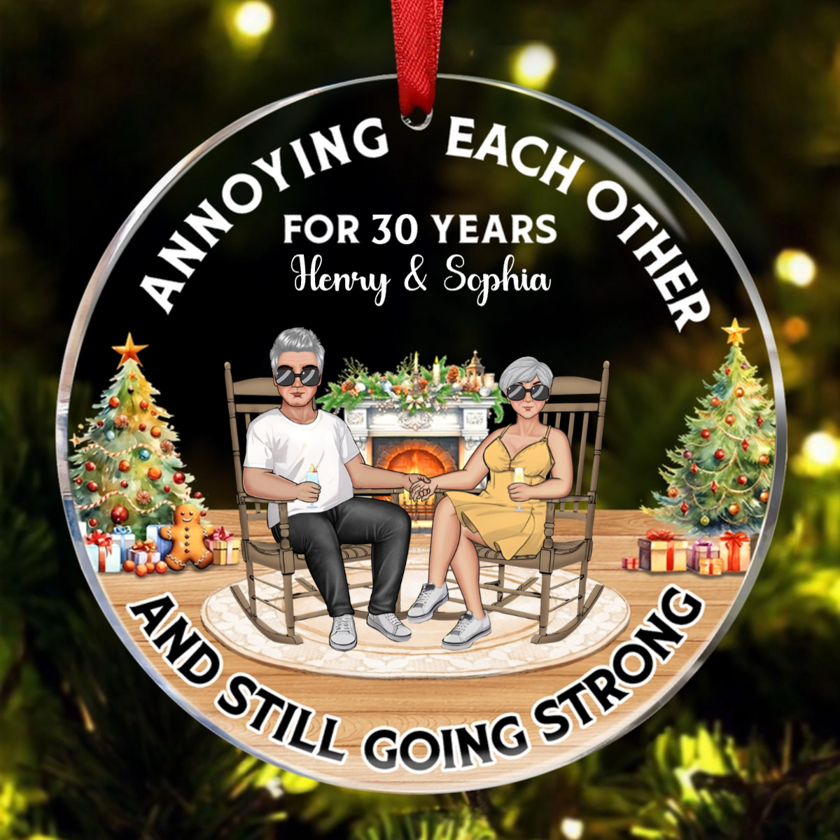 Christmas Family Couple Annoying Each Other For Years - Gift For Couples - Personalized Custom Circle Acrylic Ornament