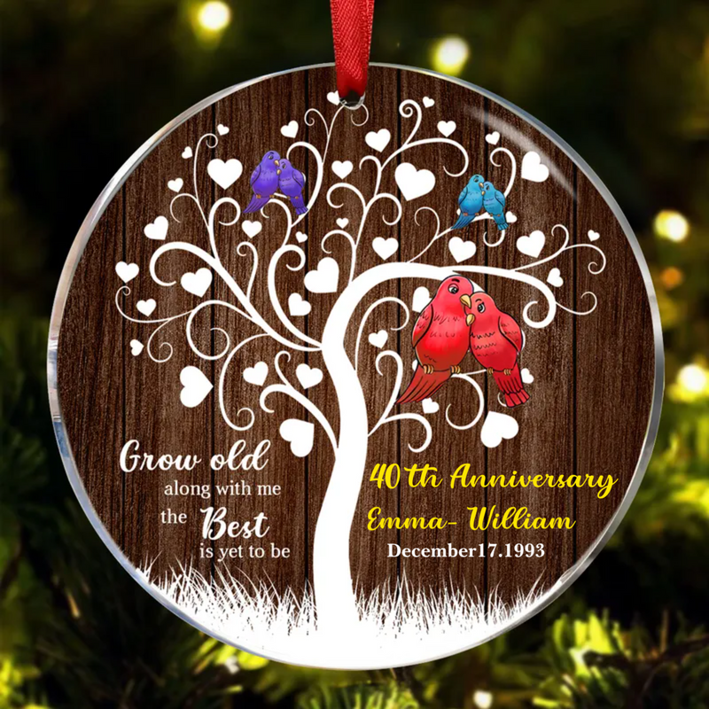 Couple - Grow Old Anniversary - Personalized Circle Ornament